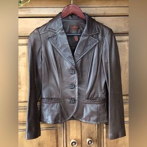 Chocolate brown Danier leather jacket